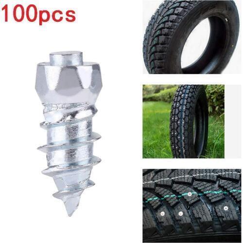 100Pcs 12 mm Carbide Screw Tire Studs Snow Spikes Anti-Slip Anti-ice for Car/SUV/ATV/UTV with Installation Tool