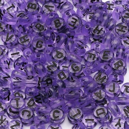 4*7mm Transparent Purple Mixed Letter Acrylic Beads Alphabet Round Flat Loose Spacer Beads For Jewelry Making Diy Charm Bracelet