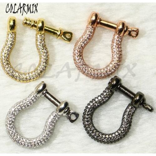 4 Pcs U shape Zircon clasp Accessories connector Buckle for jewelry making zircon pendant gift for lady 50715