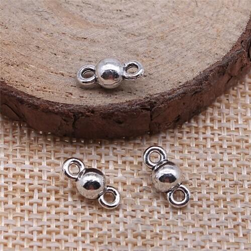 Free shipping 130pcs 5x11mm antique silver Ball connector charms diy retro jewelry fit Earring keychain hair card pendant