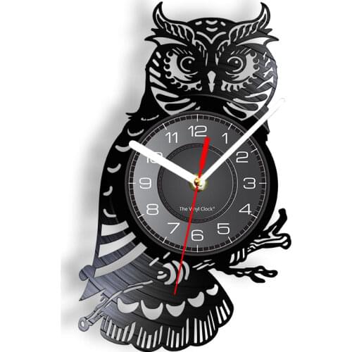 Eagle Owl Vinyl Record Clock Owl Decorative Wall Clock Night Owl Wall Art Clock Nursery Kid Room Decor Animal Gift For Kids