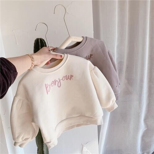 Kids Thick Sweatshirts Fashion Boys Hoodies Letter Print Girls Outfit Baby Boy Hoodie Kids Fall Pullover Solid Color Baby Tops