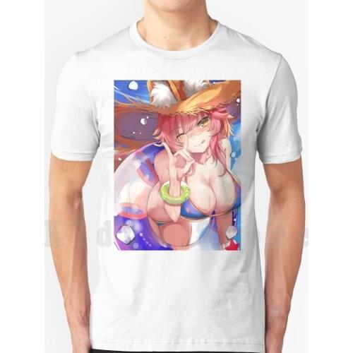 Fate-Tamamo No Mae T Shirt Men Cotton Cotton S-6Xl Fate Tamamo No Mae Extella Grand Order Servant Holy Grail Cleavage Big Tits