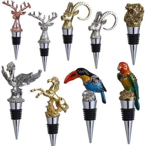 Wine Stopper Vacuum Sealed Champagne Bottle Caps Zinc Alloy Wine Cork Bottle Stopper 3D Animal Cap Plug Bar Wine Accessories