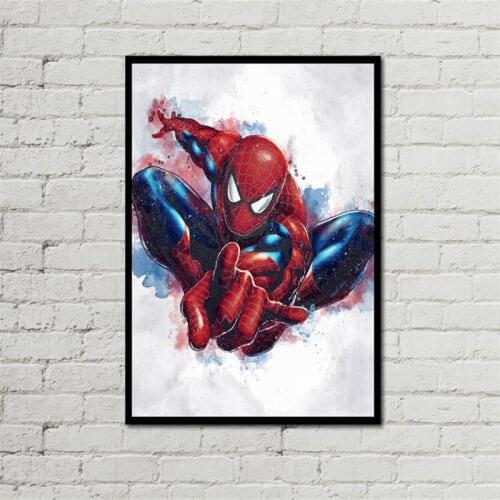 Marvel Superhero Watercolor Painting Spiderman Canvas Poster Wall Street Art Picture for Living Room Home Decor Cuadros