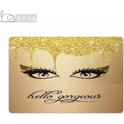 Creative Rose Golden Eyelashes Mats Modern Printing Long Carpet Washed Welcome Door Mat Glitter Decorative Pad