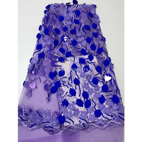 High Quality 2019 Organza Lace Fabric Fabric With 3D Big Sequins French Mesh Lace Fabrics African Tulle Lace For Party Dress CDF
