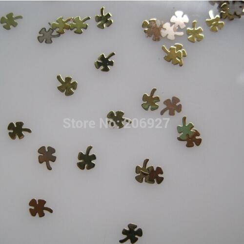 MS234-2 100pcs Gold Cute Leaf Metal Sticker Nail Art Metal Sticker Nail Art Decoration Non-adhesive Sticker