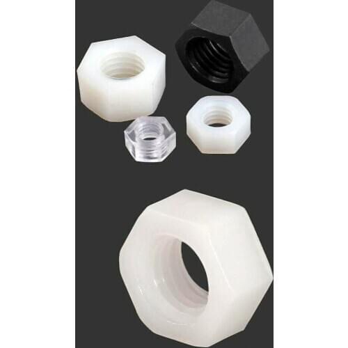 M2-M12M20 Black / White / Transparent Nylon Hexagon nut plastic screw nut