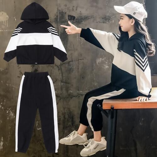2020 New Girls Clothes Sports Tracksuit Active Tops+Pants 2 Pcs Autumn Spring Fashion Outfits Teenage Girls Clothes Suit Costume