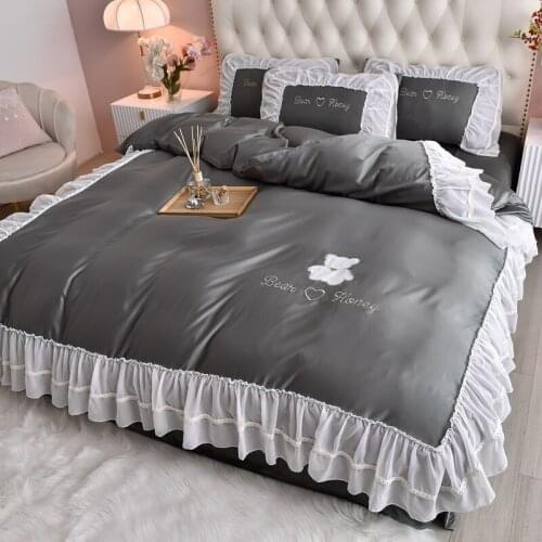 Svetanya Nordic Solid Egyptian Cotton Linens Twin Queen King Size Fitted Sheet Bedding Set Family Set Duvet Cover Set