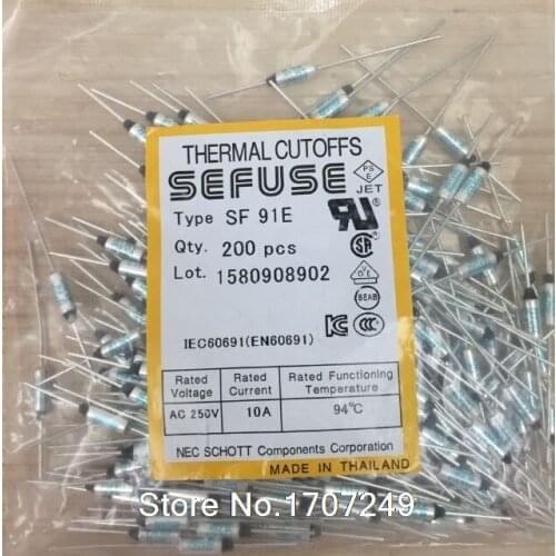 Free Shipping 200PCS/lot NEW SF91E SEFUSE Cutoffs Thermal Fuse 94C 94 Degree 10A 250V Metal fuse SF91E