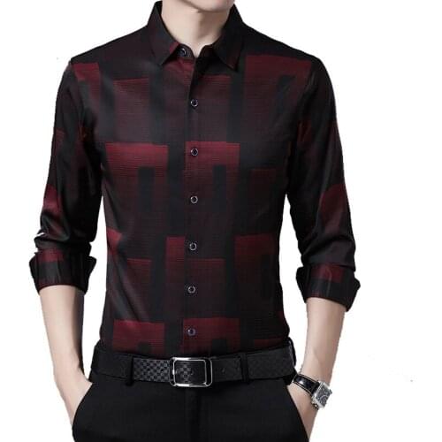 2021 New Spring Autumn Long Sleeve Shirt Original Men Shirts Silk Cotton Men Casual Plaid Shirts Slim Fit Camisa Masculina
