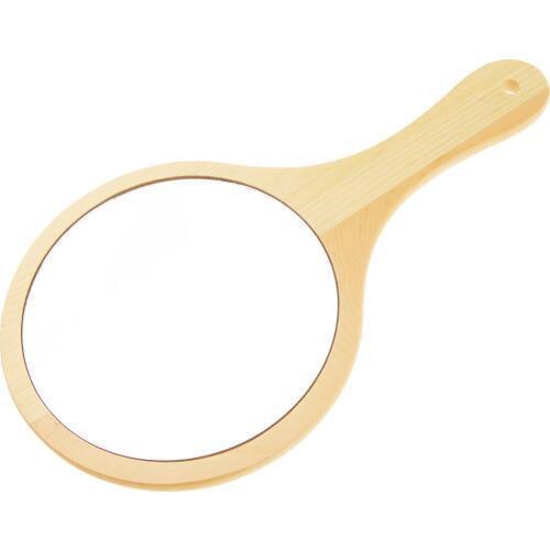 Handmade Portable Hand Mirror Round Cosmetic Wooden Makeup Beauty Vanity Decorative Wood Mirror