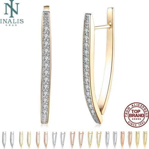 INALIS Stud Earrings Hot Luxury V Shape Earrings 5A Cubic Zirconia Earrings For Women Fashion Jewelry Cute Wedding Earrings 2021