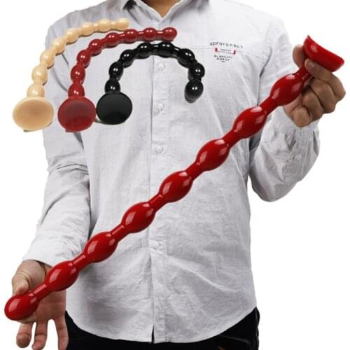 Silicone Super Long Anal Bead Plug Suction Cup Prostate Massage Anus Dilator Butt Plug Masturbate Anal Sex Toys For Women Men