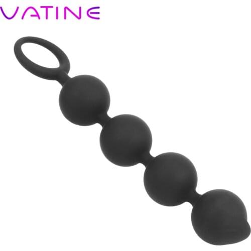 VATINE 4 Balls Silicone Anal Beads Prostate Massage Sex Products with Pull Ring G-spot Sex Toys for Women Men Butt Plug