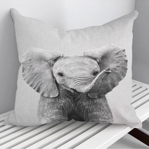 Baby Elephant BW Throw Pillows Cushion Cover On Sofa Home Decor 45*45cm 40*40cm Gift Pillowcase Cojines Dropshipping
