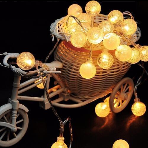 20 40 LED Crystal Ball Lights String 3*AA Battery Fairy Lights Lamp Garden Light Christmas New Year Decoration Wedding Party