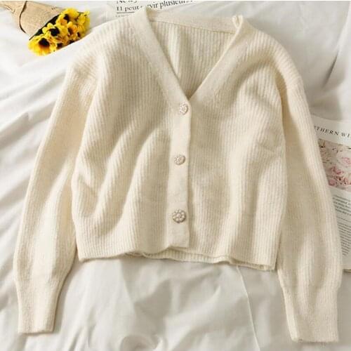 Sweater Women Oversized V-Neck Cardigans Spring Autumn Chic Knitted Loose Tops Casual Fashion Female Long sleeve Short Coat