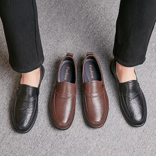 Casual authentic mens shoes 2019 spring and autumn brand classic simple comfortable high quality leather black leather shoes