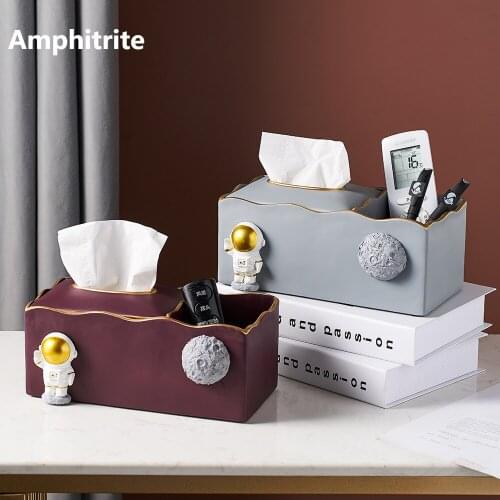 Decoration Of The Modern Astronaut Home Tissue Box Holder Resin Portable Model Character Tissue Napkin Box For Paper Napkins