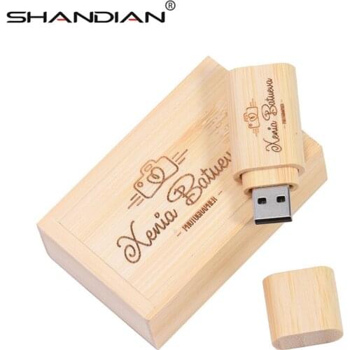 SHANDIAN quality wooden USB with box USB flash drive pendrive 4GB 16GB 32GB 64GB memory stick usb creative gift free custom logo