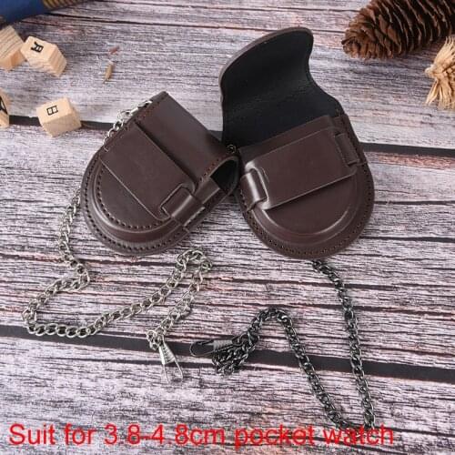 Vintage Storage Case Coin Pouch Storage With Chain Classic Pu Leather Pocketed Watch Box Holder