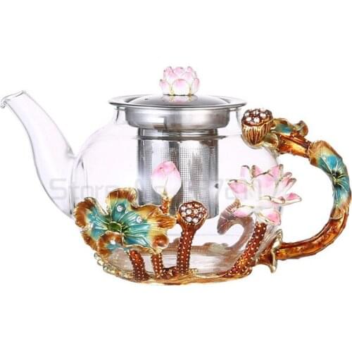 High-grade Enamel Color Tea Teapot Host Cup Glass Small Tea Cup European Style Kung Fu Tea Set Sample Tea Cup Gift Box