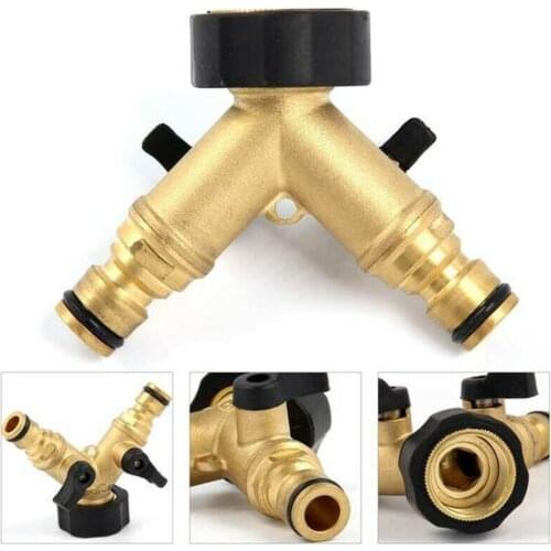 Yellow Copper Two-Way Washing Machine Faucet Nipple Y Valve Diverting Water Separator Garden Hose Splitter Watering Irrigation