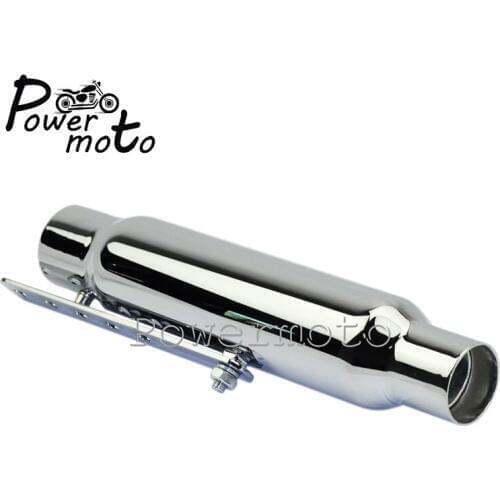 1-1/2" or 1-3/4" Motorcycle Retro Chrome Shorty Exhaust Pipe Muffler Silencer For Harley Cafe Racer Bobber Chopper Custom