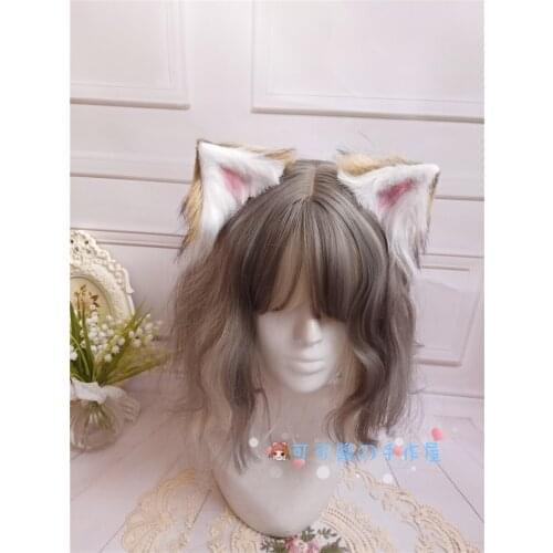 Handmade Simulation Animal Ear Clip 1Pair Hairpin Cat & Wolf & Dog Ear Hair Clip Anime Lolita Cosplay Tiger Spot Side Clip Props