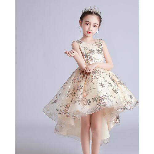 2020 girl dress tail dress girl princess dress middle boy birthday party bridesmaid dress sequin dress 4-11 years old