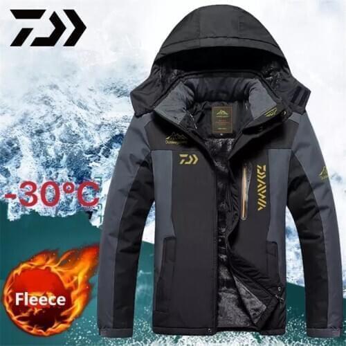 2021 DAIWA Fishing Clothing Winter Autumn Winter Waterproof Warm Fishing Jackets Men Fleece Thick Outdoor Fishing Shirts L-8XL