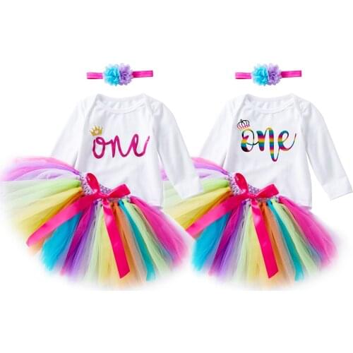 3pcs 0-24M Birthday Infant Toddler Baby Girl Dress Long Sleeve Romper & Handmade Tutu Skirt Suit-Princess Kids Party Clothes