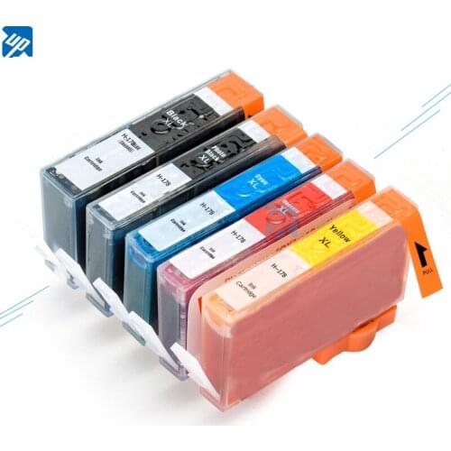 UP 5 x Compatible for hp178 178XL ink cartridge for hp 5510 5515 6510 7510 B109a B109n B110a B209a B210a 3070A with ink