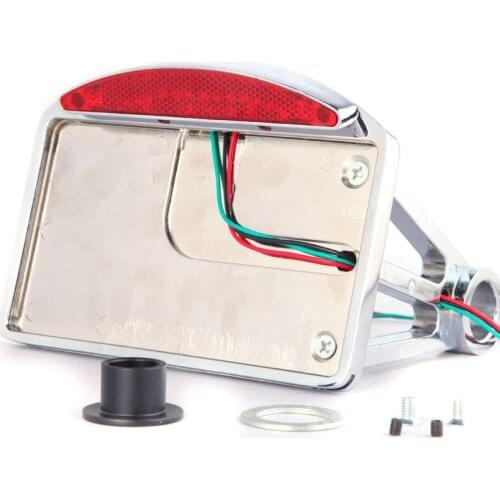 Aluminum Back Axle Side Mount License Plate Holder LED Tail Brake Light Frame Bracket for Customs Choppers