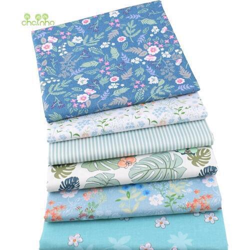 Chainho,Green Floral Series,Printed Twill Cotton Fabric,Patchwork Cloth,DIY Sewing&Quilting Material For Baby &Child, Half Meter