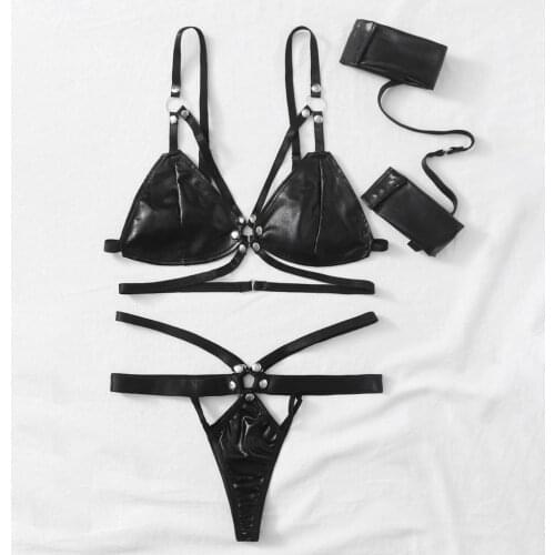 Sensual Lingerie Woman Bodysuit Womens Underwear Bodysuits Sexy Lingerie Bras G-string Underwear Set Sex Latex Leather Teddies