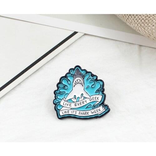 Blue Ocean lonely whale and kid shark constellation Enamel pins Brooch Denim Jeans Lapel Pin Badge Jewelry Gift for children