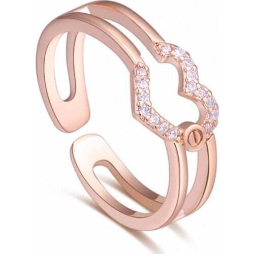 TRACYSWING Element Brand Real AAA Zirconia Micro Inlays Rose Gold Color Ring Party For Women Valentine Gift Th-129844
