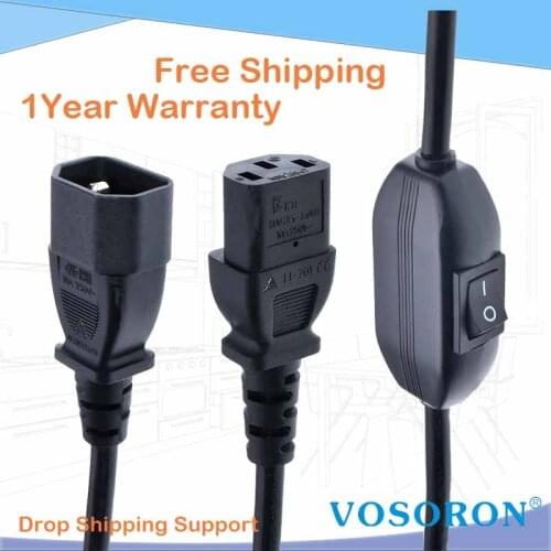 C14-C13 Extension Power Cord,IEC 320 C13 Female to C14 Male with10A On/Off Switch Power Adapter Cable Fr PDU UPS,1pcs