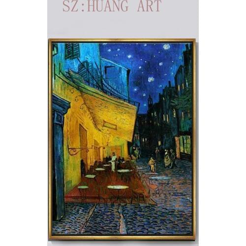 Cafe Terrace at Night by Vincent Van Gogh - Oil Painting Reproduction on Canvas Wall Art Decorate the hall