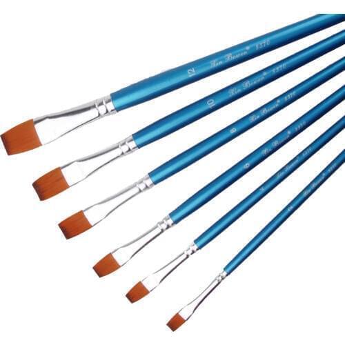 Dual-color Nylon Hair High-quality short Wood rod Pen Watercolor gouache Brush Art Painting 6 pcs Sets Artistic school supplies
