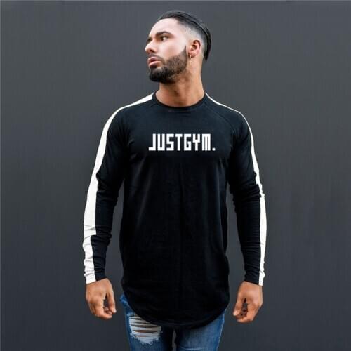 Splicing Color block mens Korean fashion long Sleeves tshirts Gym Clothings Fitness Causal Pullovers Tshirts basic loose Wear