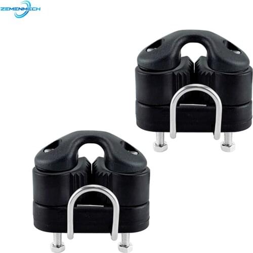 2PCS Black Composite Ball Bearing Cam Cleat with Leading Ring Pilate Equipment Fast Entry Rope Wire Fairlead Sailing Accessories