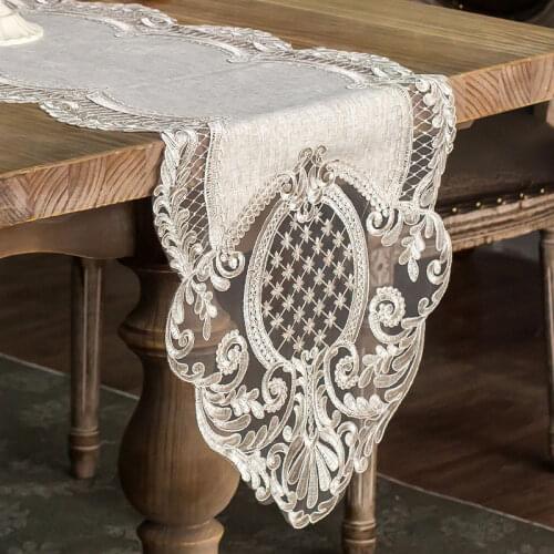Proud Rose Lace Table Runner Tablecloth Korean Style Bed Runner Beige TV Cabinet Cover Towel Bed Flag Wedding Decoration