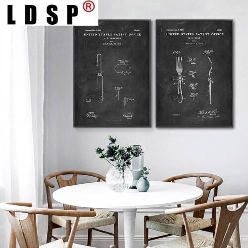 LDSP Knife Fork Spoon Kettle Kitchen Supplies Canvas Nature Painting Wall Art Print Poster Picture Modern Dining Room Decor
