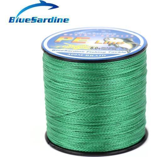 BlueSardine 300M Green Fishing Line Multifilament PE Braided Sea Ocean Super Strong 4 Braided Wires 12LB - 90LB