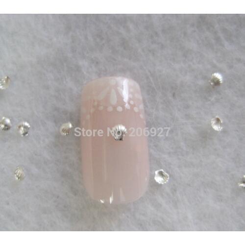 MD-722 30pcs Nail Decoration 2mm Metal Silver Shell Metal Nail Art Decoration